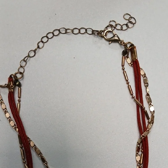 Free People Gold and Orange Red Bow Necklace - Picture 2 of 4